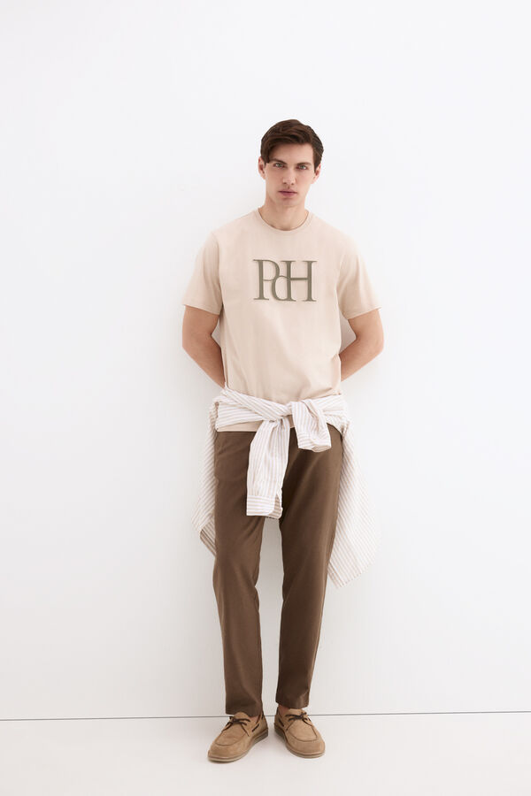 Pedro del Hierro Large logo T-shirt Beige