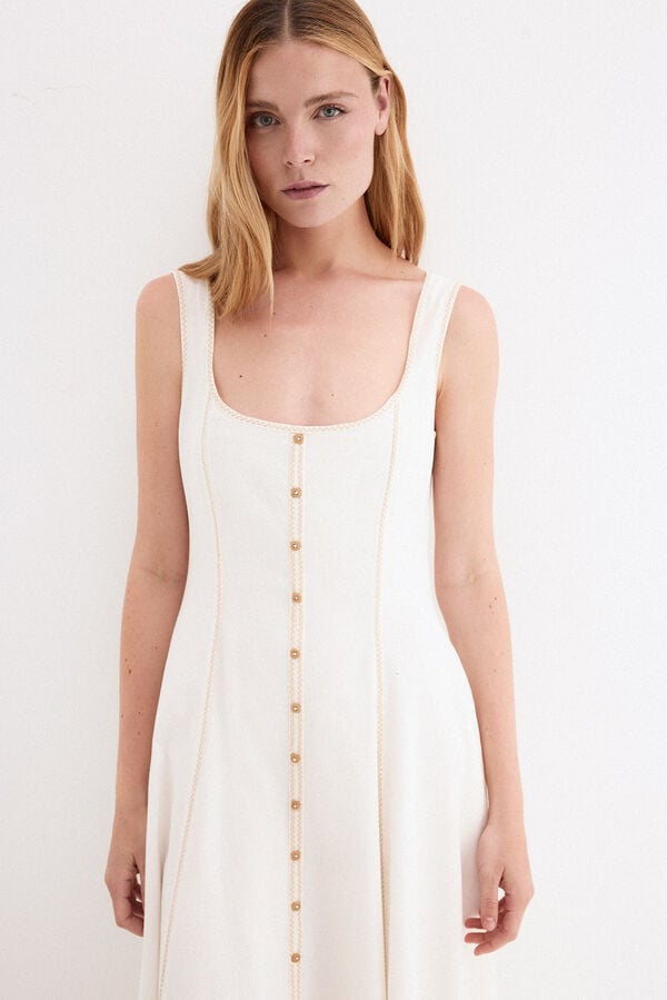 Pedro del Hierro Sleeveless dress with buttons White