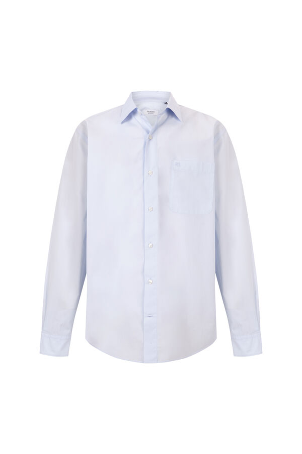Pedro del Hierro Camisa lisa em popelina relax fit Azul