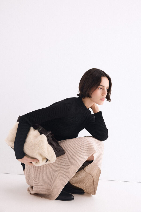 Pedro del Hierro Ribbed knit midi dress Black