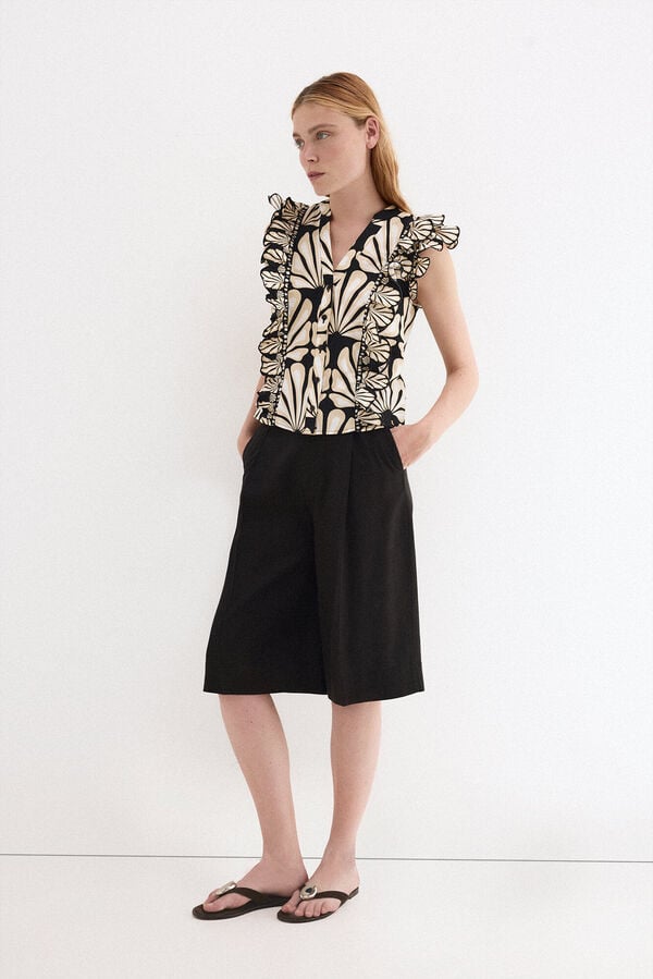 Pedro del Hierro Two-tone print blouse Beige