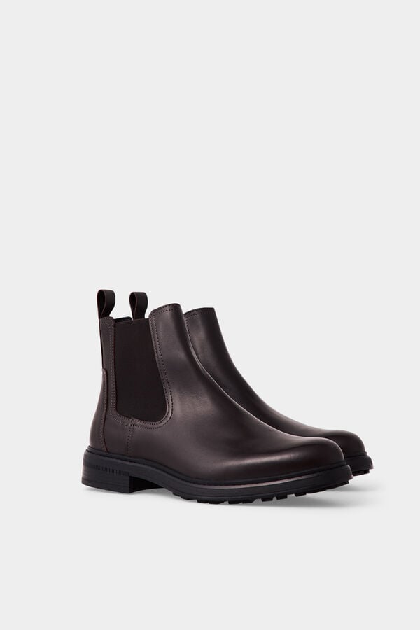Pedro del Hierro Leather elasticated side ankle boot Brown