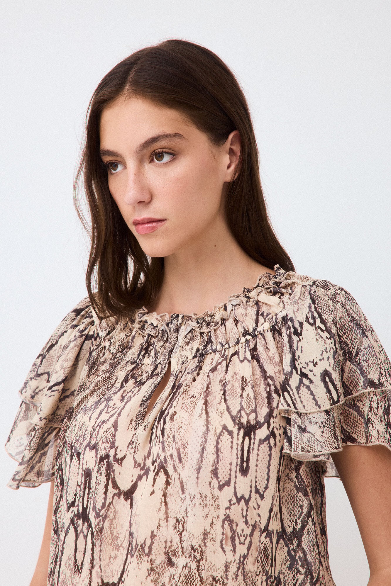Pedro del Hierro Printed ruffle sleeve blouse
