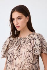 Pedro del Hierro Printed ruffle sleeve blouse Brown