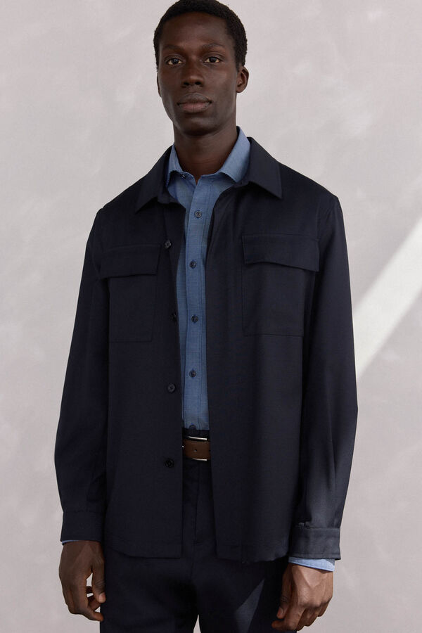 Pedro del Hierro wool suit overshirt Blue