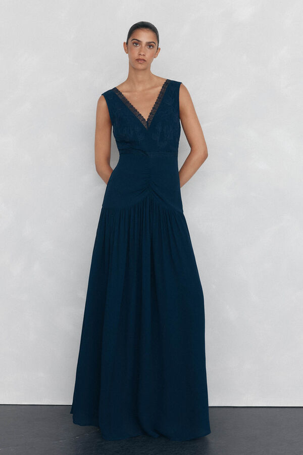 Pedro del Hierro Long fluid lace dress Blue