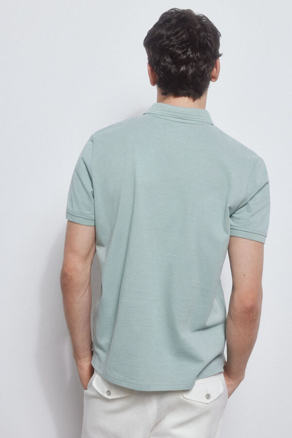 Pedro del Hierro Textured fabric polo shirt Green