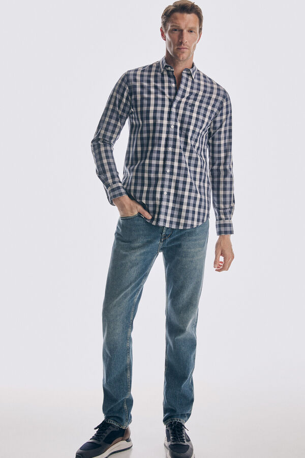 Pedro del Hierro Camisa cuadros tencel modal Azul