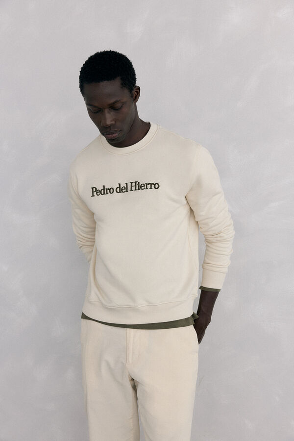 Pedro del Hierro Sweatshirt logo crew neck Beige