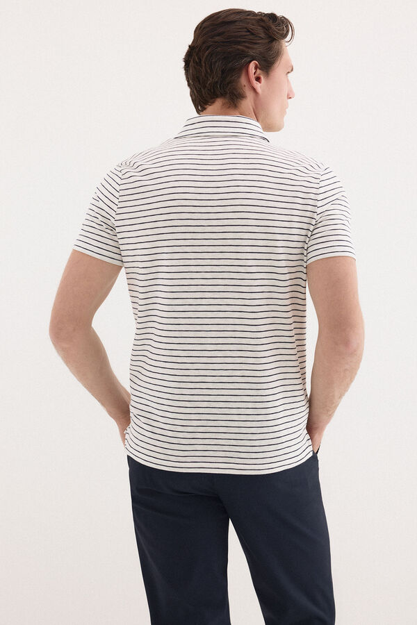Pedro del Hierro Striped polo shirt Ecru