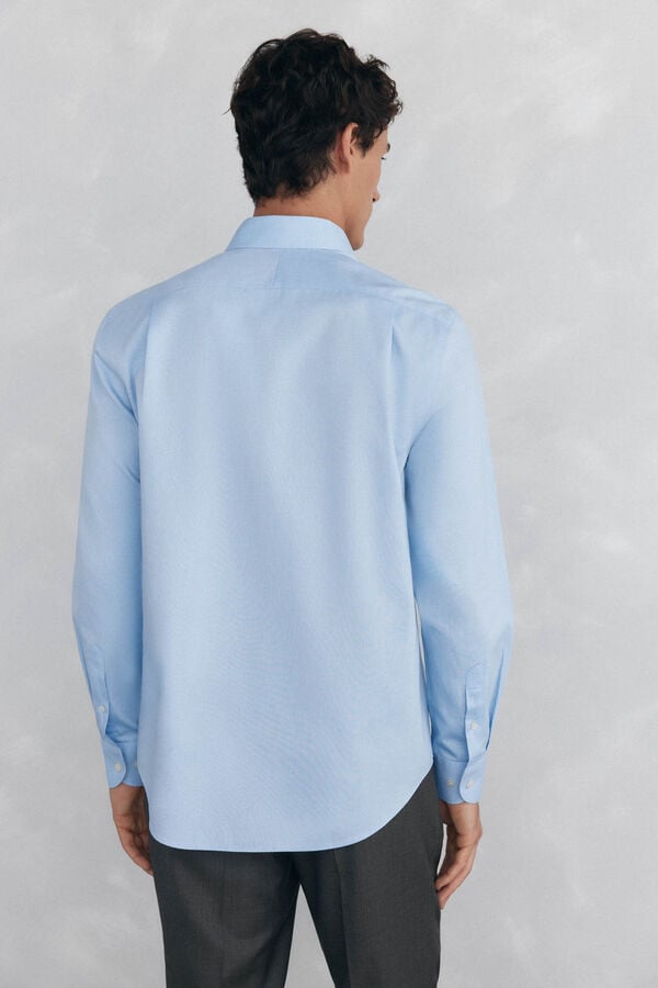 Pedro del Hierro Camisa social lisa que não pode ser passada a ferro + resistente a manchas Azul