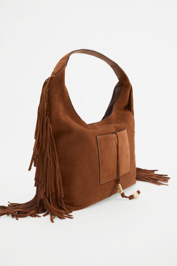 Pedro del Hierro Fringed shoulder bag Brown