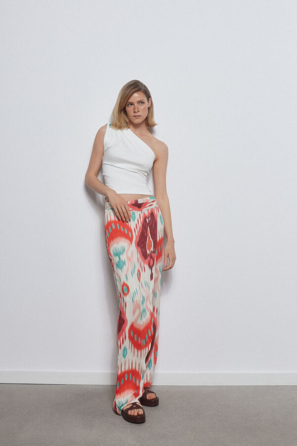 Pedro del Hierro Printed double-breasted pants Burgundy
