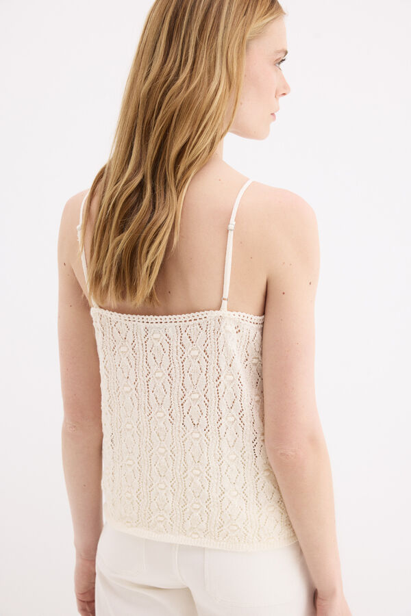 Pedro del Hierro Openwork knit vest top Ecru