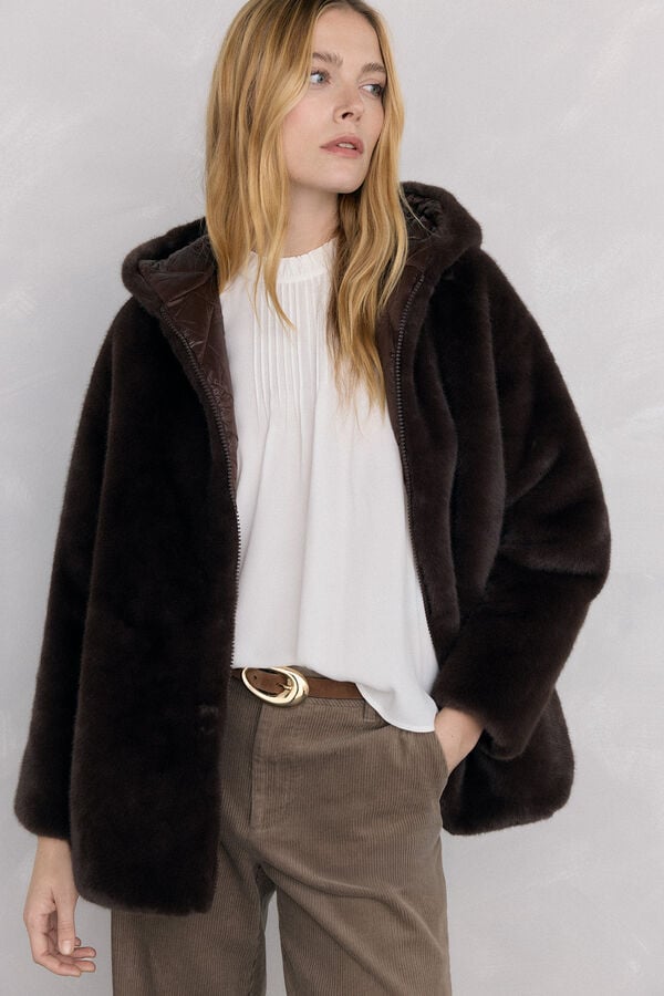 Pedro del Hierro reversible fur parka Brown