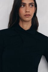 Pedro del Hierro Camiseta de cuello vuelto Negro