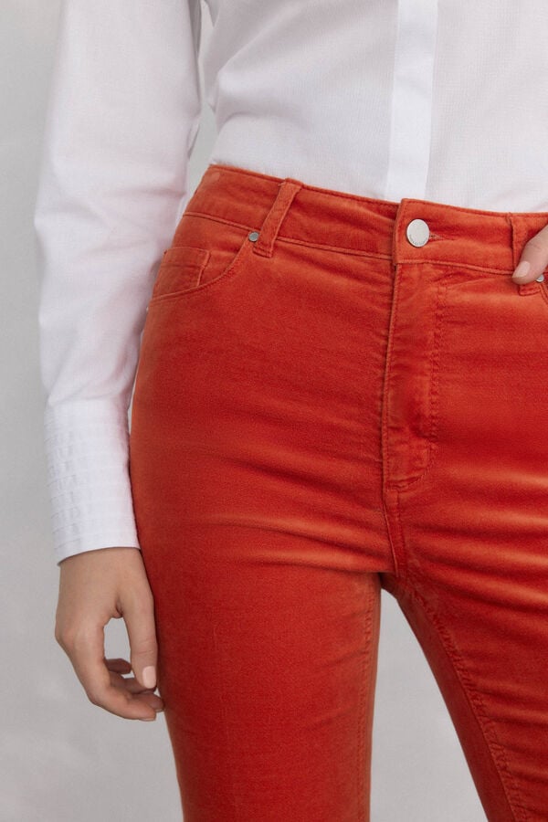 Pedro del Hierro Cropped flare velvet pants Orange