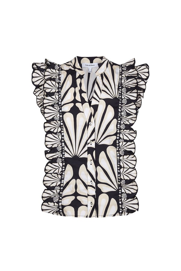 Pedro del Hierro Two-tone print blouse Beige