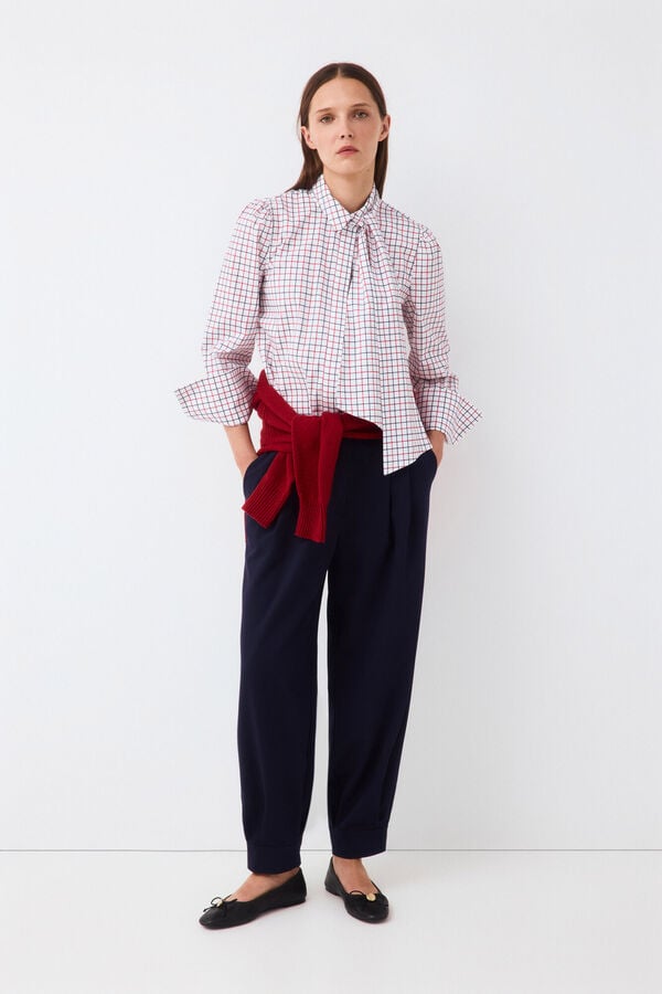 Pedro del Hierro Blusa cuadros lazada Rojo
