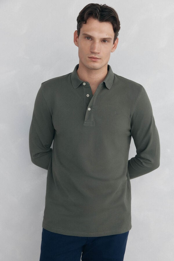 Pedro del Hierro Essential long-sleeved polo shirt Green