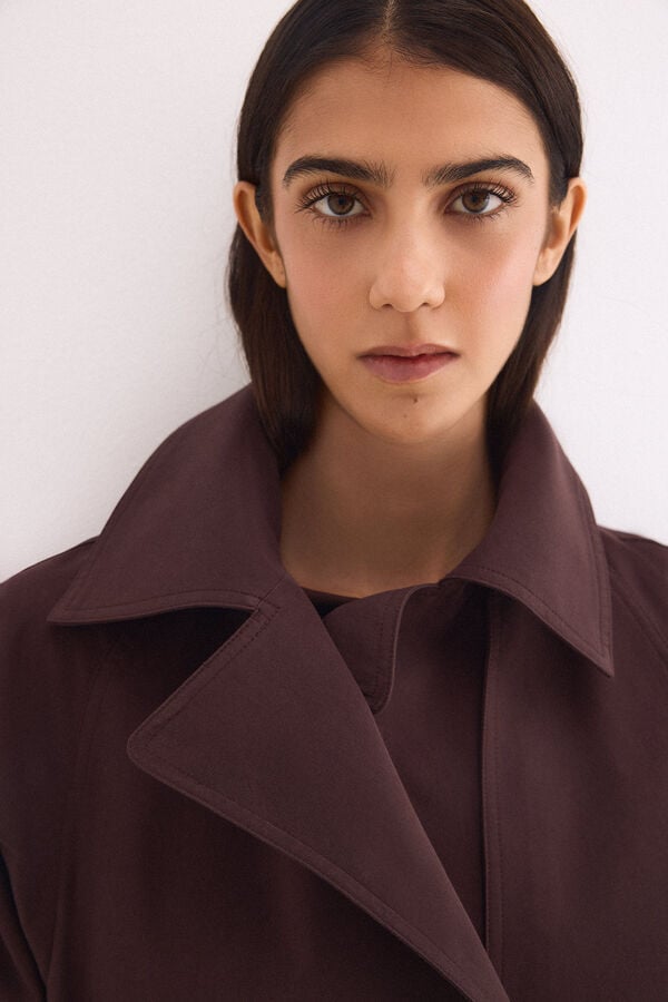 Pedro del Hierro Long plain trench coat Brown