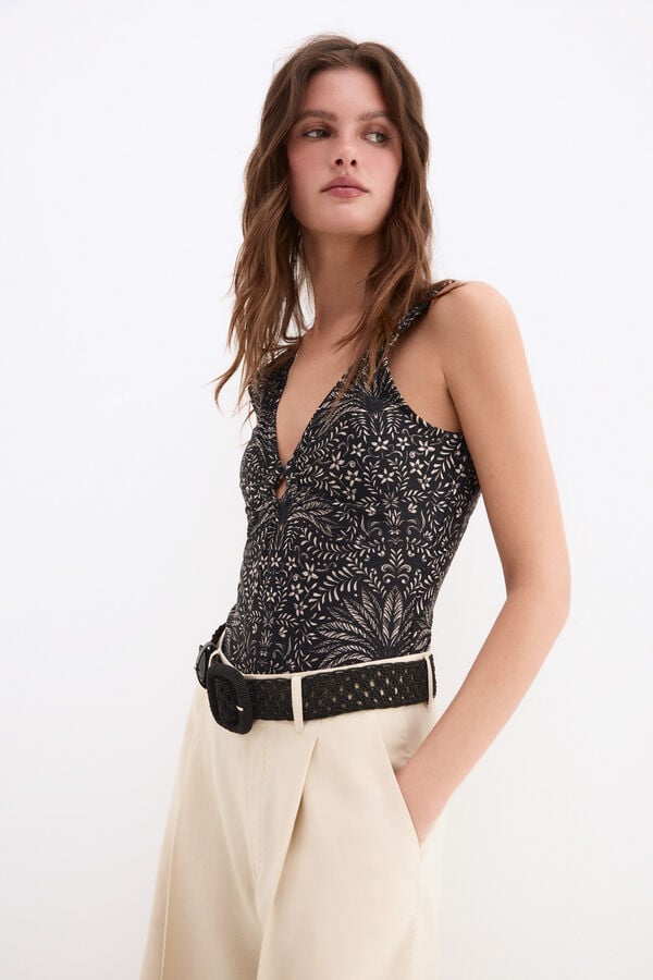 Pedro del Hierro Tropical print swimwear Black