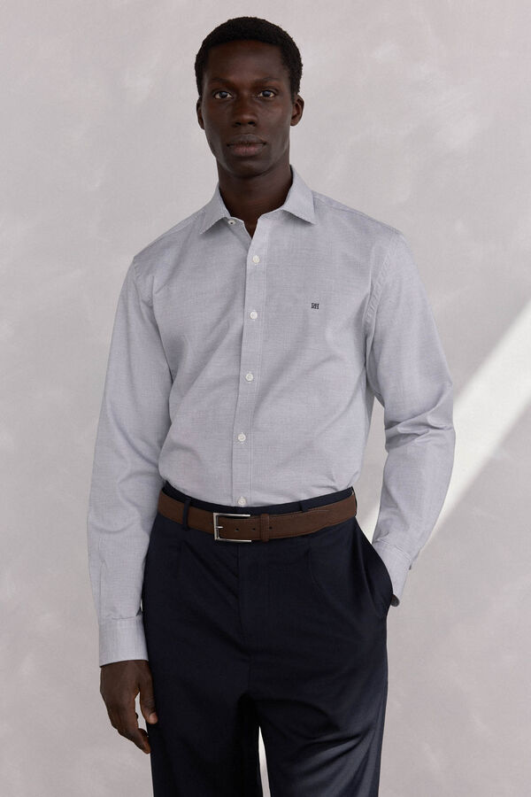 Pedro del Hierro Easy-iron structured shirt + anti-odor slim fit Grey