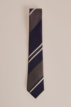 Pedro del Hierro Striped silk tie Grey
