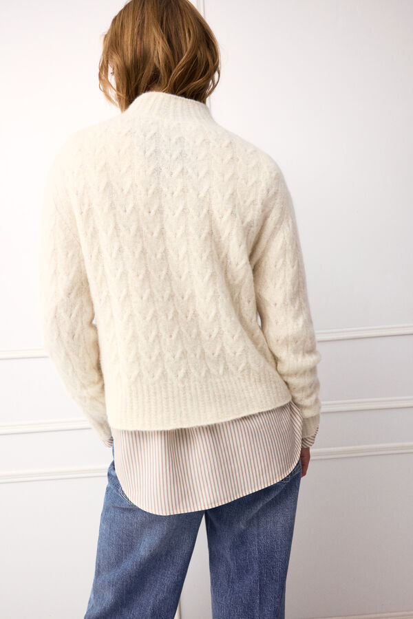 TFP by Tamara Falc&oacute; Mini cross-knit cropped jumper Ecru