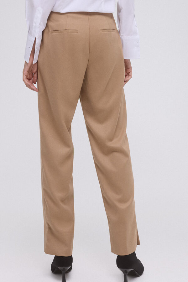 Pedro del Hierro Straight trousers with belt loops Beige