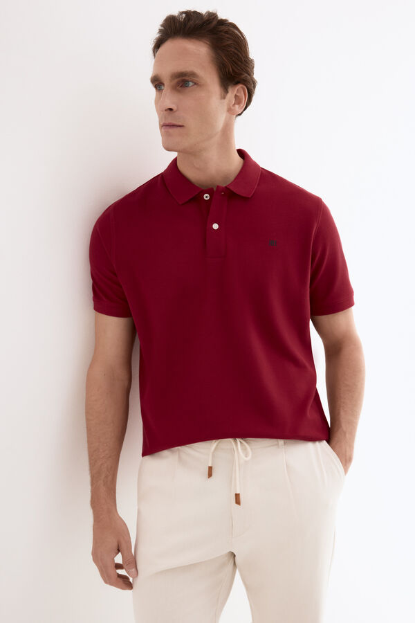 Pedro del Hierro Piqu&eacute; basic polo shirt Red