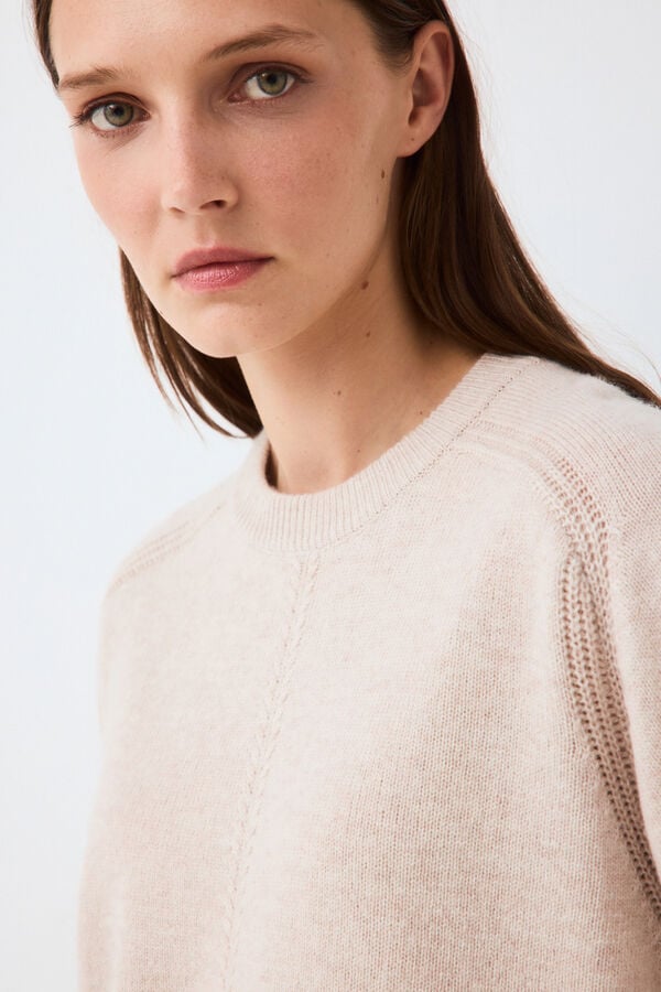 Pedro del Hierro Jumper with central seam and detachable neck Beige