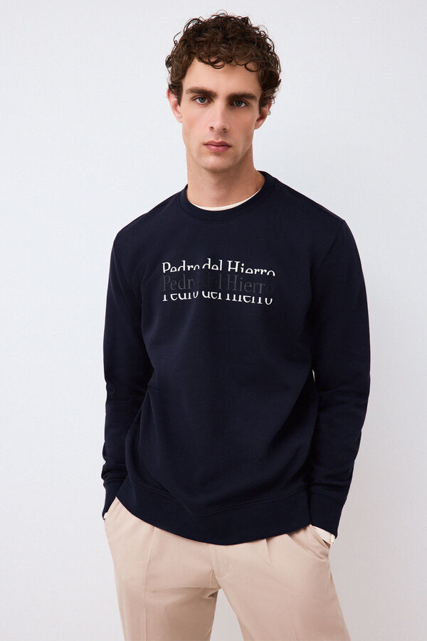 Pedro del Hierro Crew neck logo sweatshirt Blue