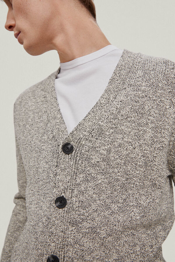 Pedro del Hierro Patterned button-up cardigan Grey