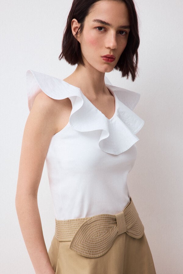 Pedro del Hierro Poplin ruffle top White