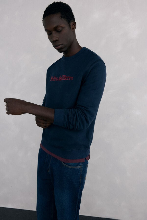 Pedro del Hierro Sweatshirt logo crew neck Blue