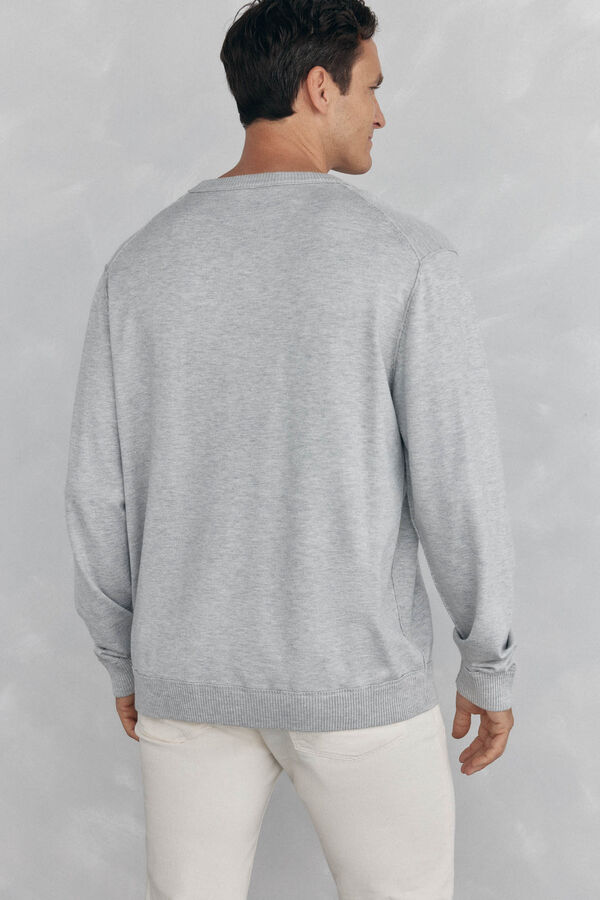 Pedro del Hierro Big logo fine jersey-knit sweater  Grey