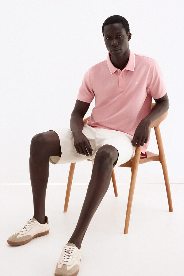 Pedro del Hierro Basic pique polo shirt Coral