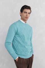 Pedro del Hierro round neck diamond-shaped sweater Blue