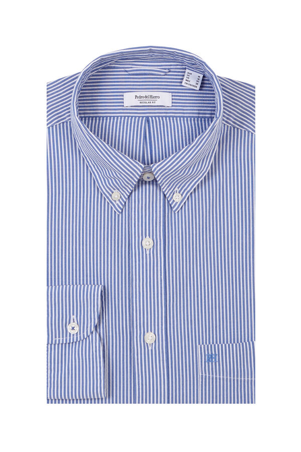 Pedro del Hierro Seersucker striped shirt Blue