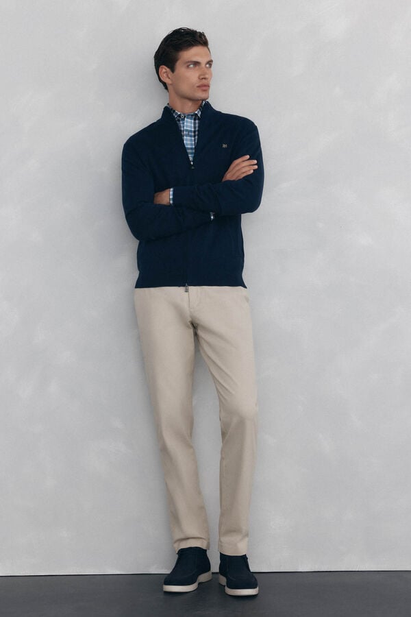 Pedro del Hierro Camisa cuadros tejido flamé Azul