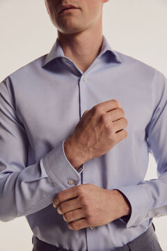 Pedro del Hierro Tailored fit non-iron plain dress shirt Blue