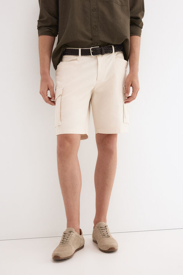 Pedro del Hierro Textured cargo Bermuda shorts Ecru