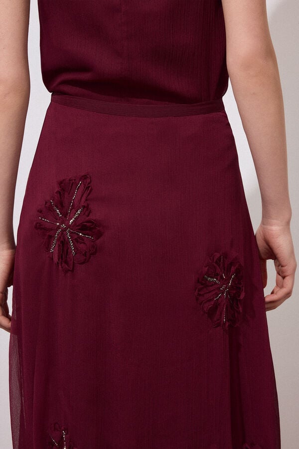 Pedro del Hierro Falda flores bordadas Morado