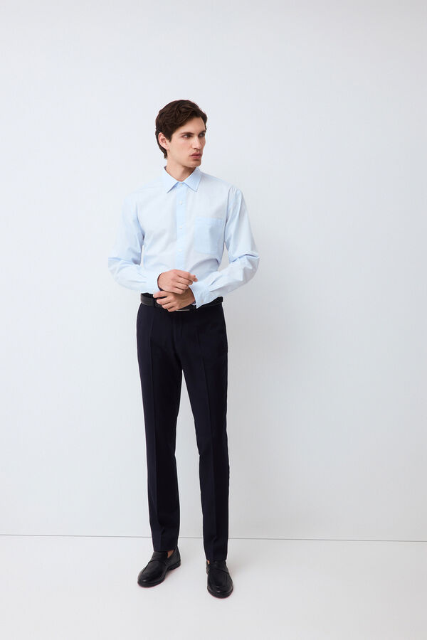Pedro del Hierro Camisa lisa em popelina relax fit Azul