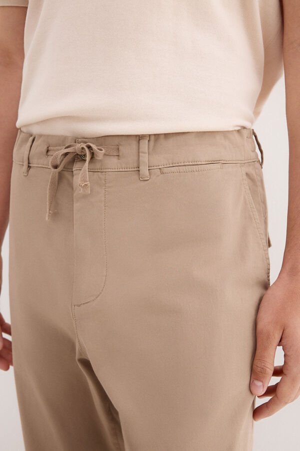Pedro del Hierro Regular fit structured laced chinos Beige
