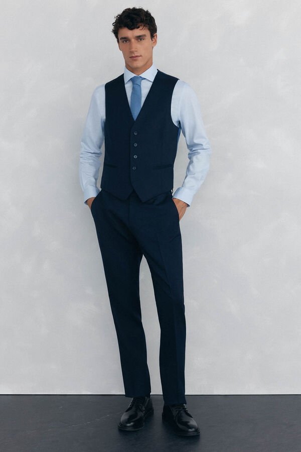 Pedro del Hierro Blue back tailored fit structured vest Blue