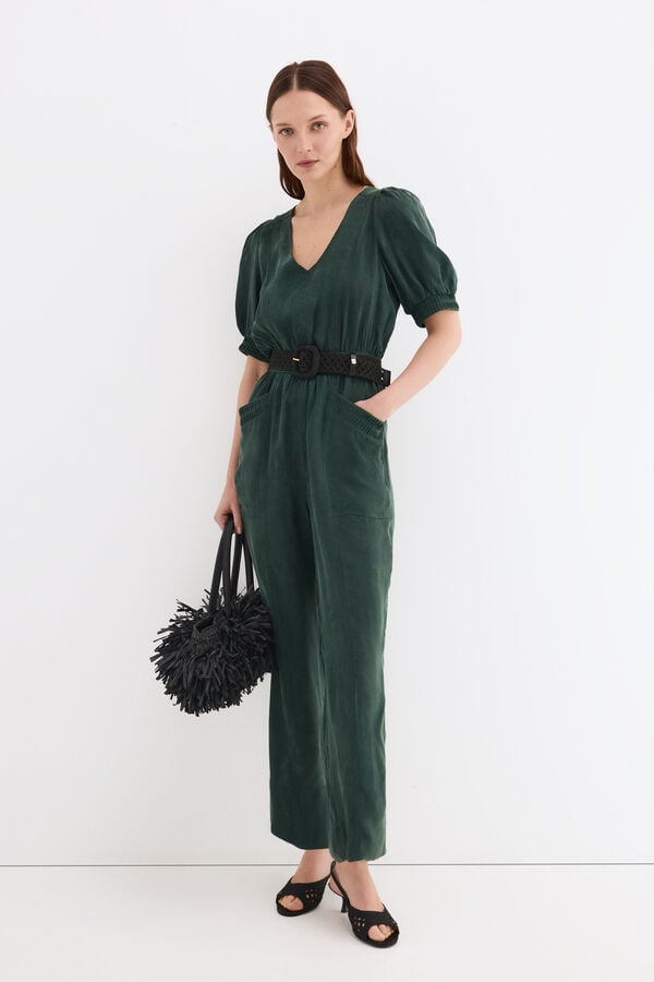 Pedro del Hierro Long sleeve detail jumpsuit Green