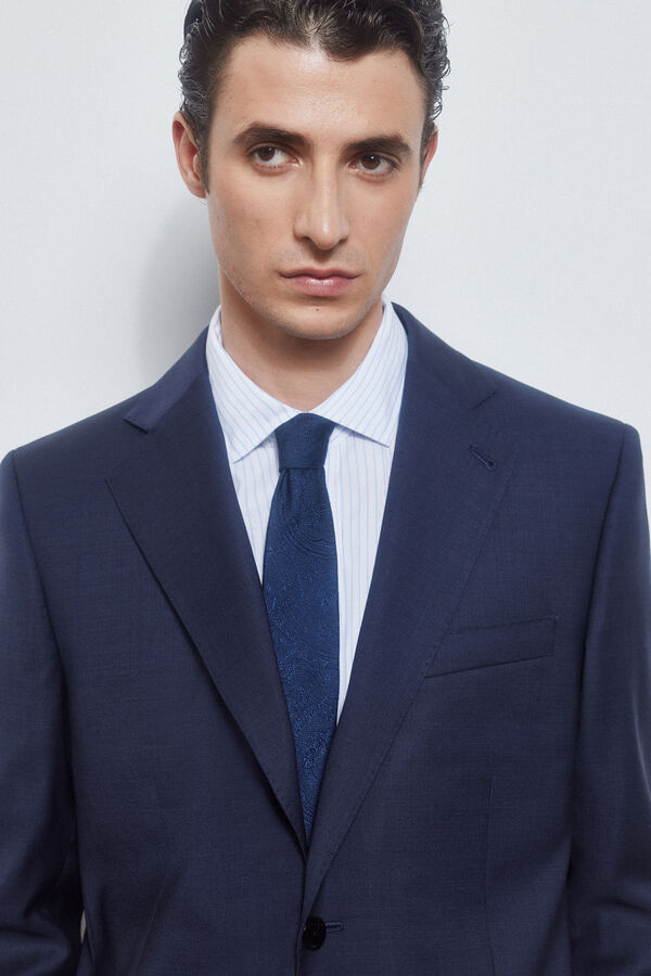 Pedro del Hierro Fine-checked tailored fit blazer Blue