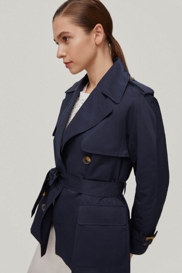 Pedro del Hierro Short belted trench coat Blue
